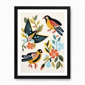 Folk Style Bird Painting American Goldfinch 3 Art Print