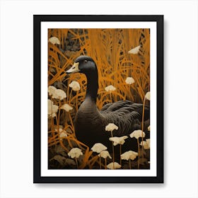 Dark And Moody Botanical Goose 1 Art Print