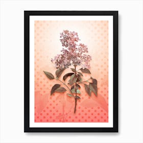 Chinese Lilac Vintage Botanical in Peach Fuzz Polka Dot Pattern n.0054 Art Print
