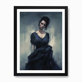 Sexy Woman In Black Dress Art Print