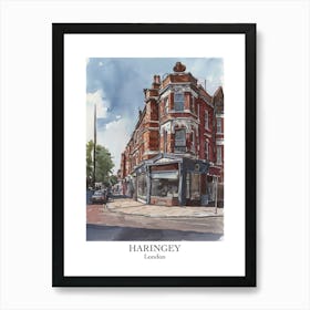 Haringey London Borough   Street Watercolour 1 Poster Art Print