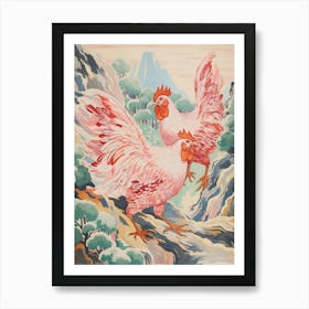 Vintage Japanese Inspired Bird Print Chicken 1 Art Print