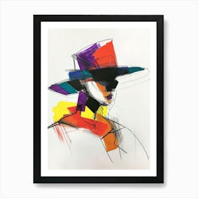 Colorful Woman Wearing Hat, Fashion Portrait Bold Strokes Poster