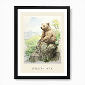 Beatrix Potter Inspired  Animal Watercolour Grizzly Bear 3 Art Print