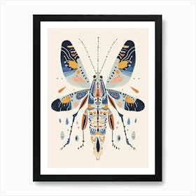 Colourful Insect Illustration Grasshopper 3 Art Print