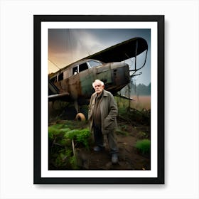 Old Man With Plane Art Print