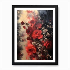 Vintage Dark Flowers 2 Art Print