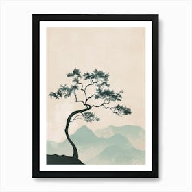 Hemlock Tree Minimal Japandi Illustration 1 Art Print