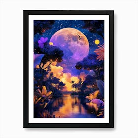 Full Moon In The Forest Art Print