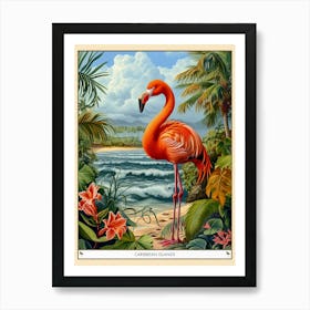 Greater Flamingo Caribbean Islands Tropical Illustration 6 Poster Art Print