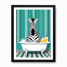 Zebra In A Bath Tub, whimsical animal art, 1133 Art Print