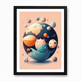 Planetesimal Kawaii Kids Space Art Print