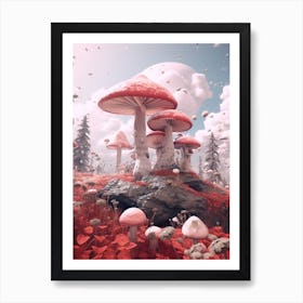 Pink Surreal Mushroom 4 Art Print