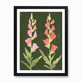 Pink & Green Snapdragon 1 Art Print