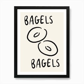 Bagels Bagels black and cream kitchen Art Print