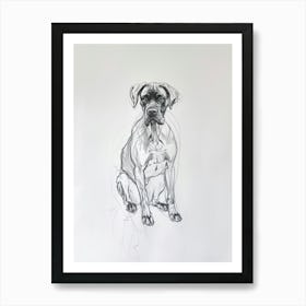Boxer Dog Charcoal Line 3 Art Print