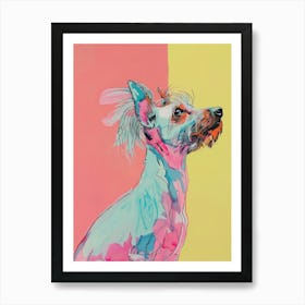 Chinese Crested Dog Pastel Line Watercolour Illustration  2 Art Print