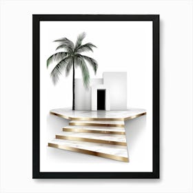 White House With Palm Tree Art Print