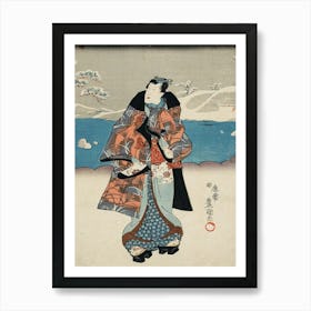 Fashionable Man Viewing The Snow By Utagawa Kunisada Art Print