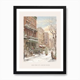 Vintage Winter Poster New York City Usa 2 Art Print