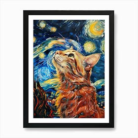 Starry Night Cat 19 Art Print