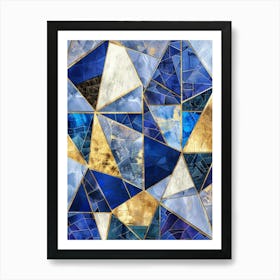 Abstract Blue And Gold Geometric Mosaic Background Art Print