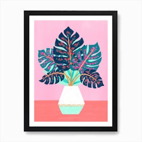 Painted Monstera Plant Art Print