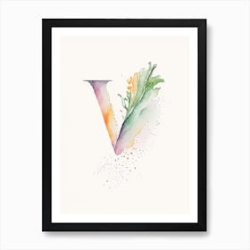 V, Letter, Alphabet Minimalist Watercolour 7 Art Print