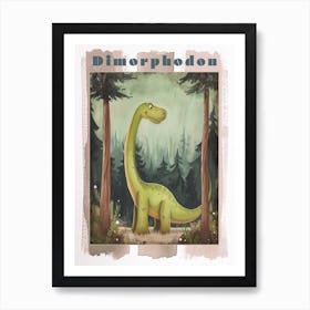 Cute Cartoon Dimorphodon Dinosaur Watercolour 1 Poster Art Print