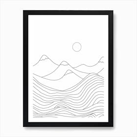 Mountains Minimalistic Line Art 2 Art Print