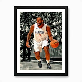 Kawhi Leonard Of The La Clippers Dribbles The Ball During The Game Against The Orlando Magic Art Print