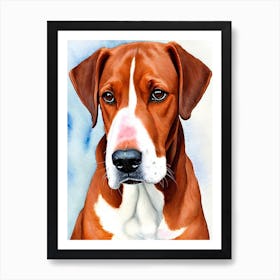 Redbone Coonhound 2 Watercolour Dog Art Print