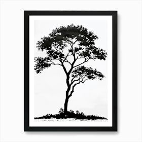 Pecan Tree Simple Geometric Nature Stencil 1 1 Art Print