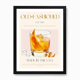 Old Fashioned Cocktail Mid Century Art Print