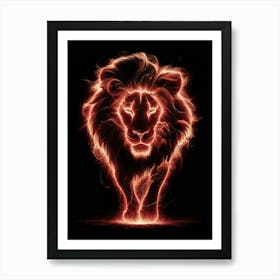 Lion In Flames Art Print