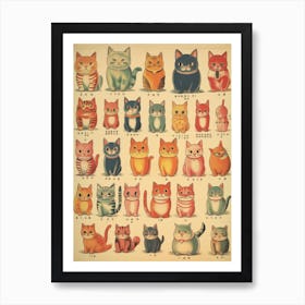 Collection Of Japanese Vintage Cats Kitsch Art Print