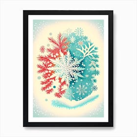 Nature, Snowflakes, Vintage Sketch 2 Art Print