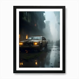 Car In The Fog 1 Art Print
