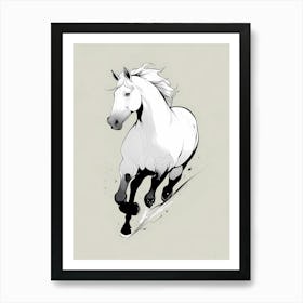 White Horse Running 1 Art Print