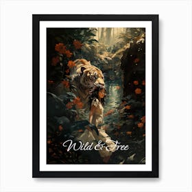 Jungle Tiger Girl Wild and Free Art Print