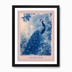 Peacock In The Wild Cyanotype Inspired 6 Poster Art Print