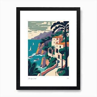 Amalfi Coast Matisse Style, Italy 10 Watercolour Travel Poster Art Print