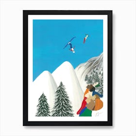 Aerial Skiing Art Print