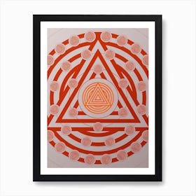 Geometric Abstract Glyph Circle Array in Tomato Red n.0190 Art Print