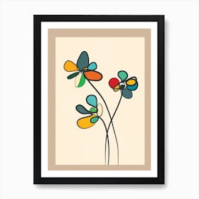 Line Little Wildflowers 1 Art Print