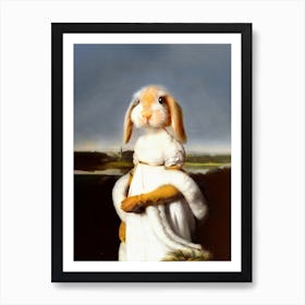 Stylish Lady Dominiqe Rabbit Pet Portraits Art Print