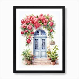 Marseille, France   Mediterranean Doors Watercolour Painting 4 Art Print