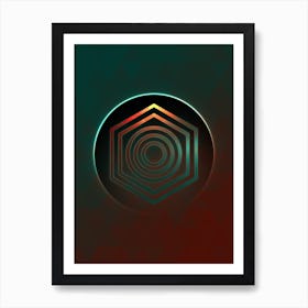 Geometric Neon Glyph on Jewel Tone Triangle Pattern 415 Art Print