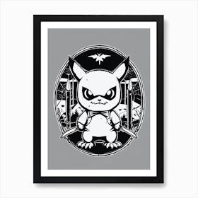 Pikachu Pokemon Black And White Pokedex Art Print