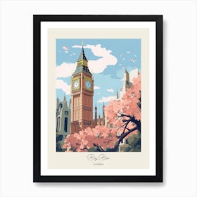 Big Ben, London   Cute Botanical Illustration Travel 11 Poster Art Print